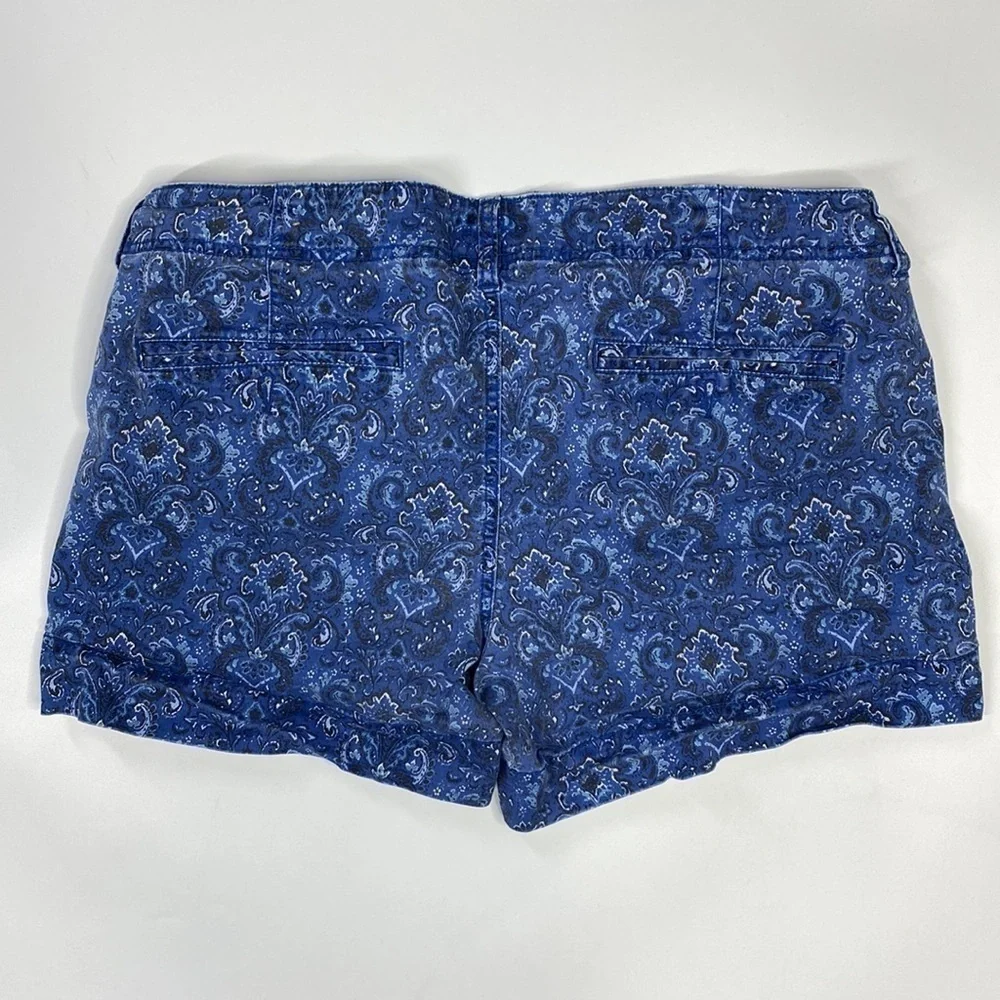 American Eagle Blue Paisley Stretch Shortie Shorts Size 14
